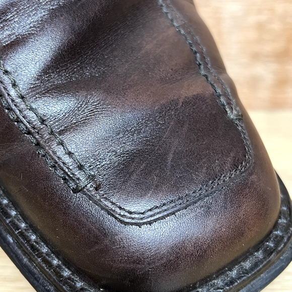 KENNETH COLE Made in Italy New York Brown Leather Square Toe Men Shoes Size 9.5 - Picture 10 of 11